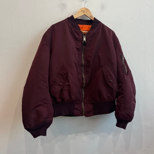 90s 알파인더스트리 MA-1 플라이트 자켓 버건디 Made in USA
