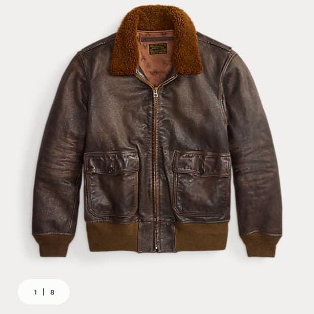 RRL 시어링 레더 플라이트 자켓 L 