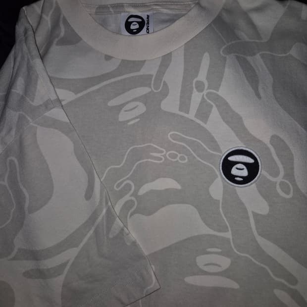 AAPE 크림 카모플라쥬 반팔티 L