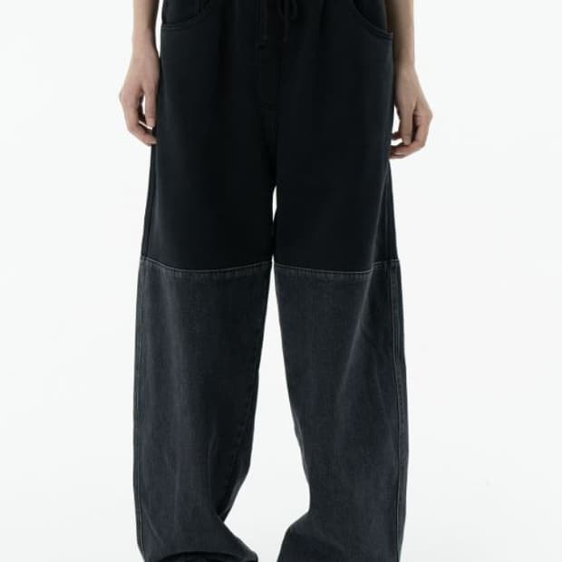 아모멘토 드로우 스트링 데님팬츠 블랙