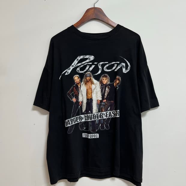 빈티지 Poison 2003 투어 반팔 티셔츠