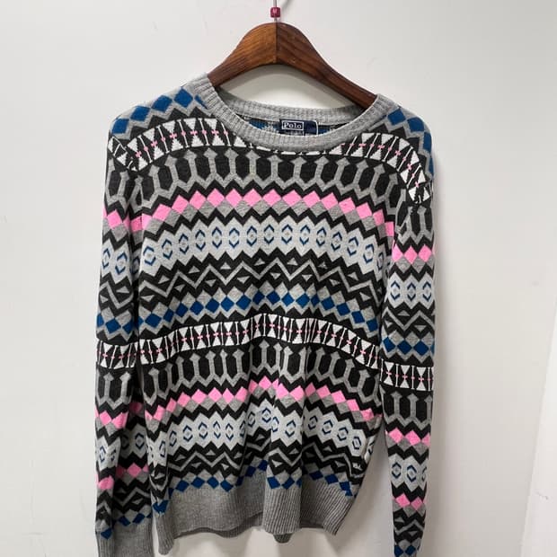 폴로 랄프로렌 빈티지 패턴 니트 (그레이)