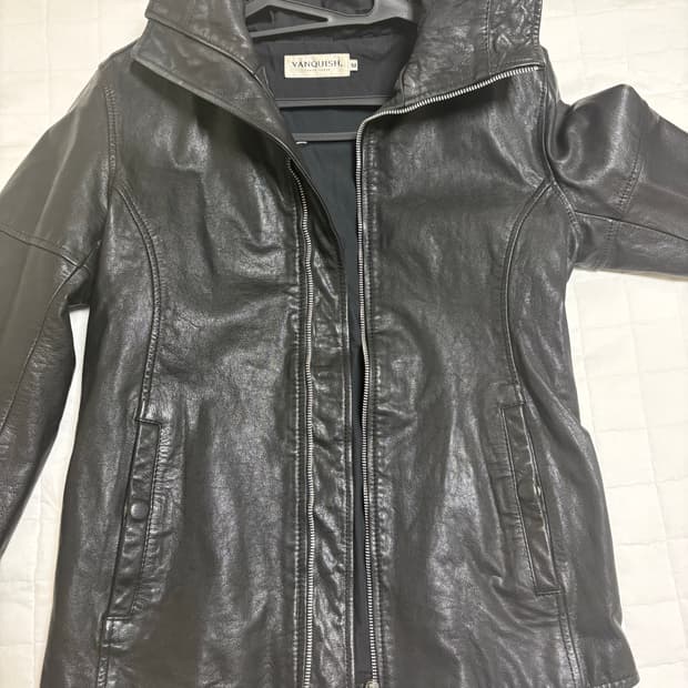 Vanquish 하이넥 레더 자켓 