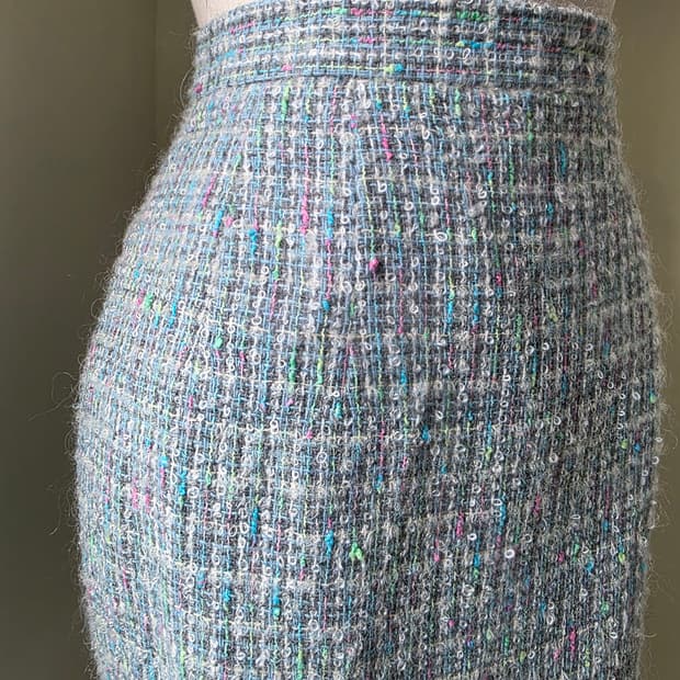 부클 울 트위드 스커트