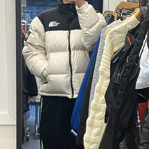 노스페이스 화이트 라벨 노벨티 눕시 다운 자켓 크림