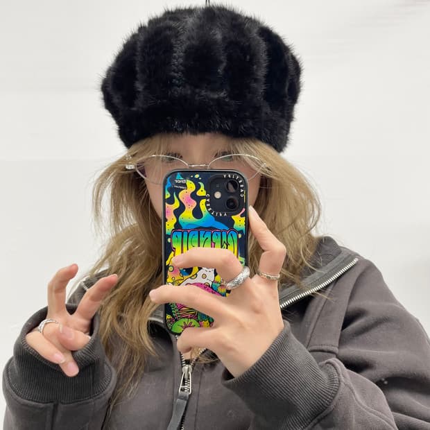 블랙 밍크100% 윈터 베레모