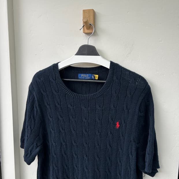 16587 - 폴로 랄프로렌 네이비 케이블 반팔 니트