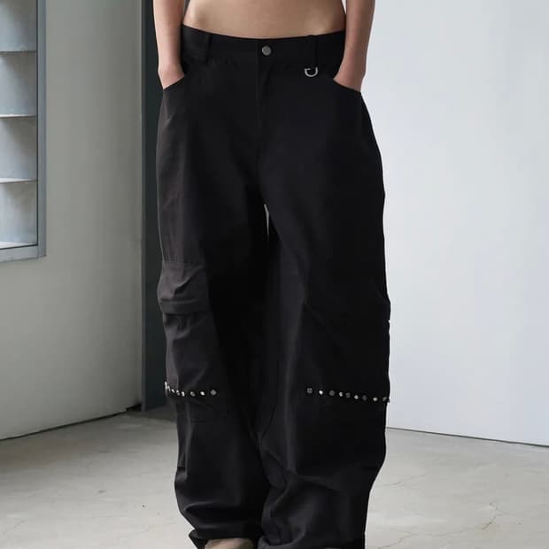 락케이크 Pocket Studded Pants - Black