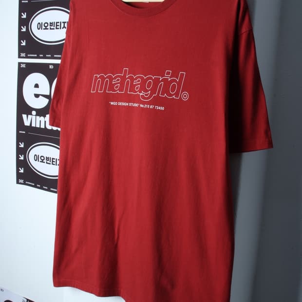 (L-XL) 마하그리드 반팔 티셔츠 빅로고 버건디 올드스쿨-H35107