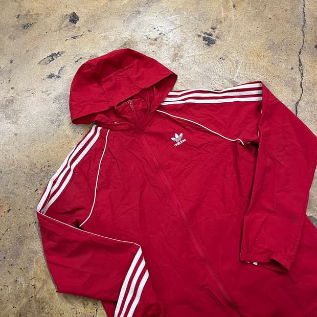 [정품/M] 아디다스 삼선 후드 바람막이 레드 b16