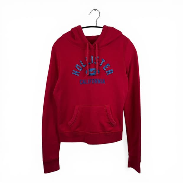 (XS) 홀리스터 우먼스 패치로고 후드 티 레드