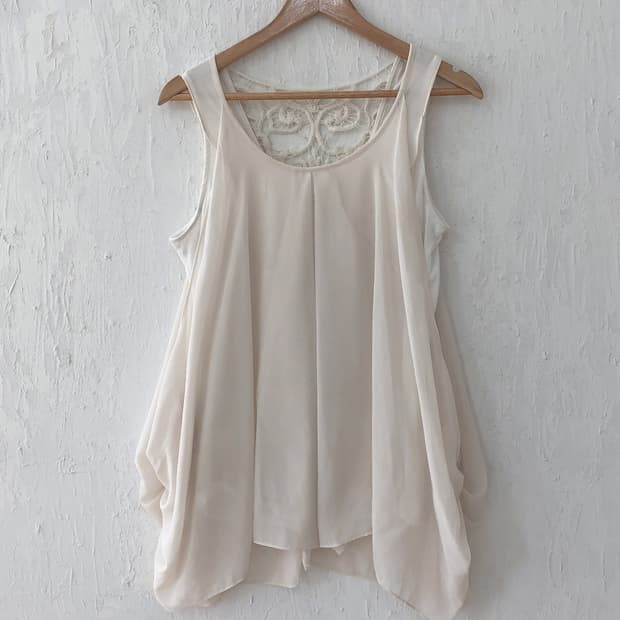 vintage lace chiffon sleeveless blouse