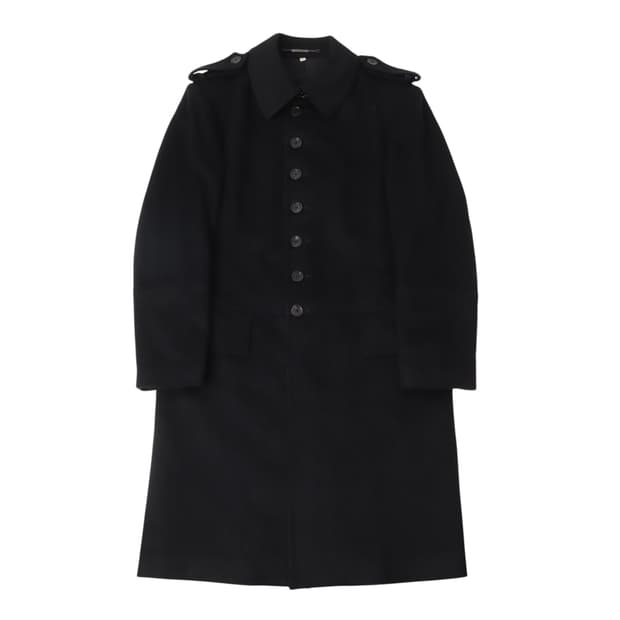 버버리 런던 블랙 울 캐시미어 견장 코트