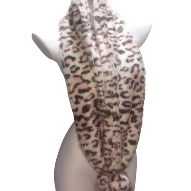 빈티지 호피 글리터 폼폼 머플러 달천 갸루