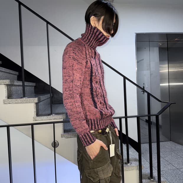 washed cable sweater