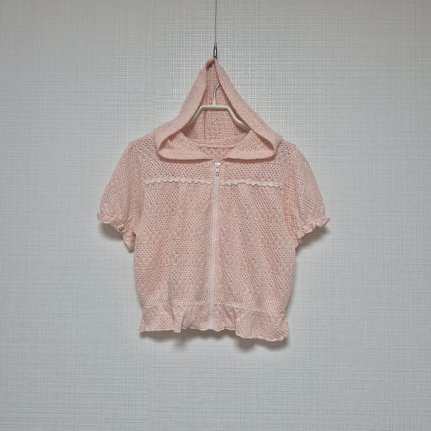 딸기우유 Japanese vintage 가기바리 크롭 후드집업입니다 ♡♡