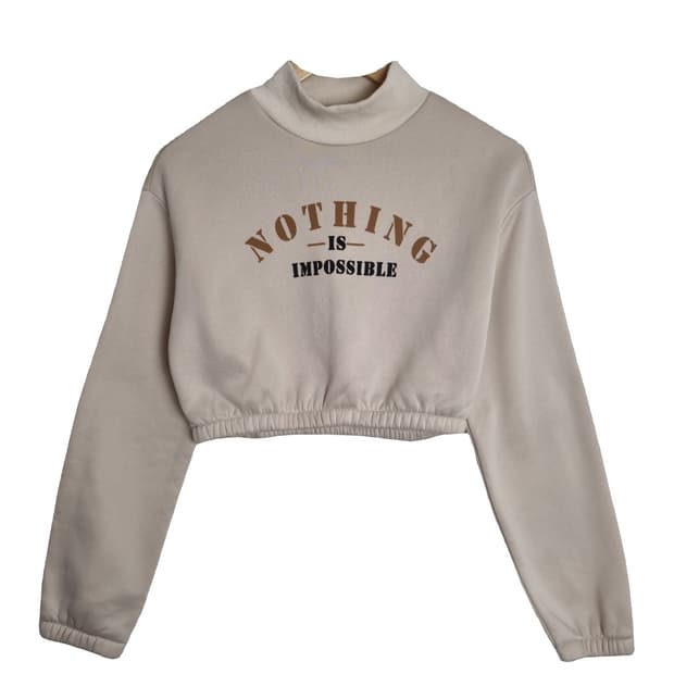SHEIN 크림 크롭 맨투맨 