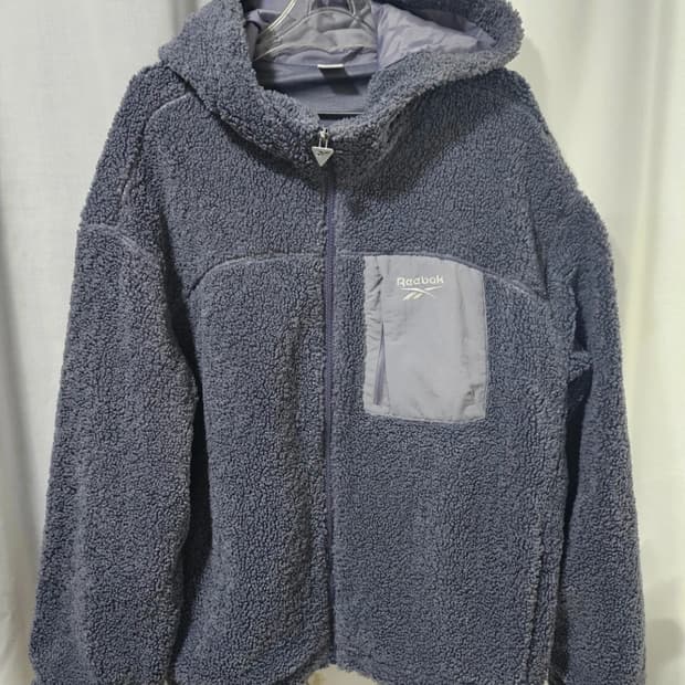 리복  뽀글이 후드 집업 XL