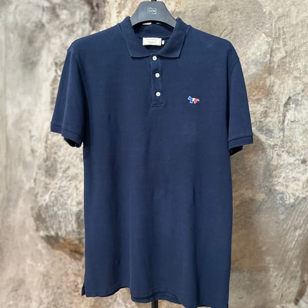 메종키츠네 트라이컬러 폭스패치 폴로셔츠