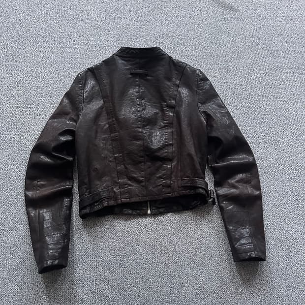 브라운 레더 라이더 자켓