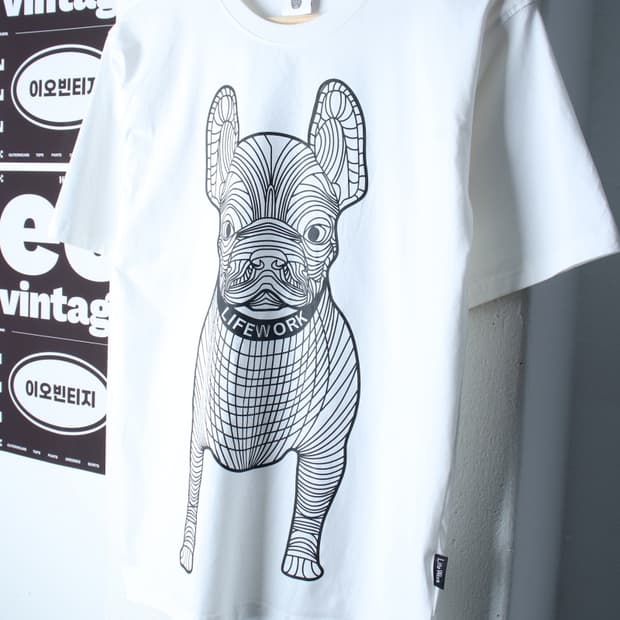 (M-XL) 라이프워크 반팔 티셔츠 빅로고 불독 화이트-H33591