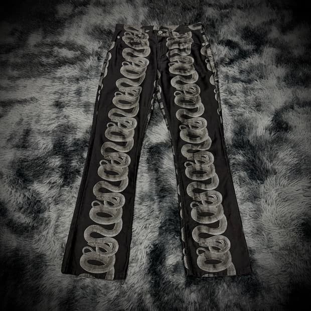 Hysteric Glamour 파이톤 패턴 블랙 스키니 팬츠