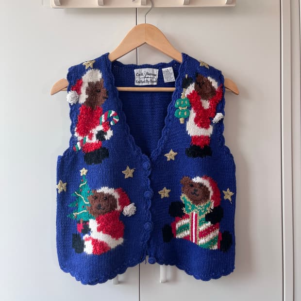 Croft & Barrow 곰인형 크리스마스 니트 조끼