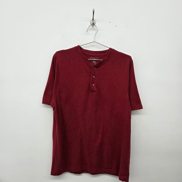 LLBean 헨리넥 반팔 티셔츠 레드 남L