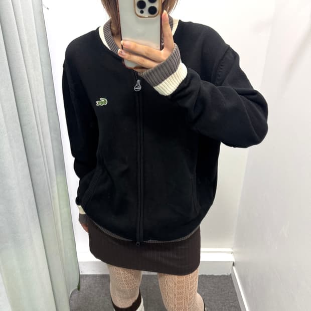 라코스테 블랙 투웨이 가디건