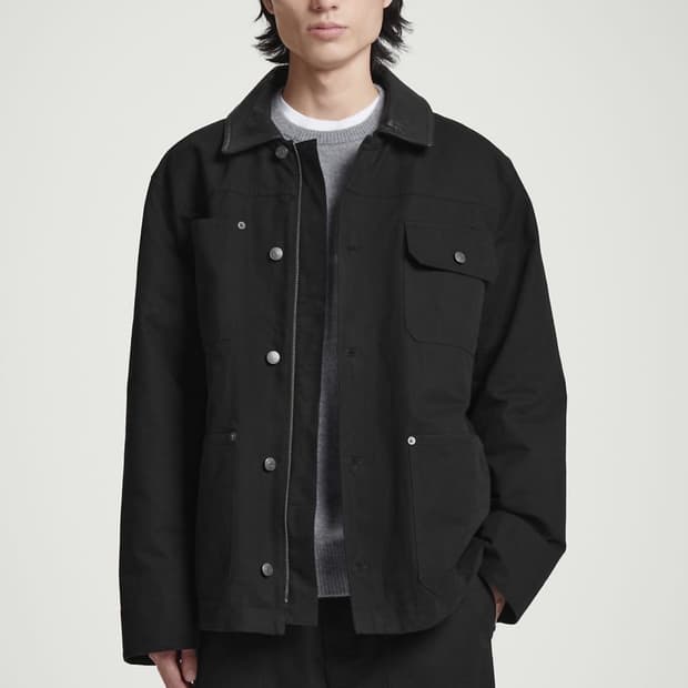 cos 레더카라 필드자켓 블랙