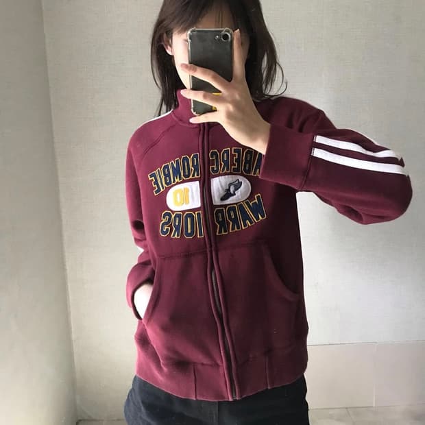 아베크롬비 버건디 트랙 면집업