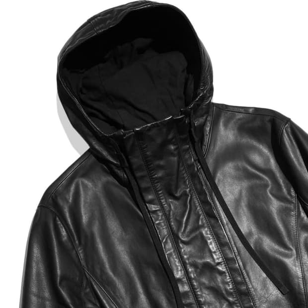 헬무트랭 더블집업 레더 후드 자켓