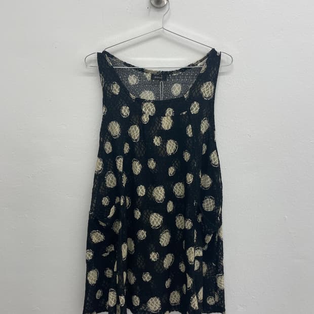 Black lace dot baby doll dress