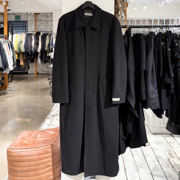 조르지오 아르마니 블랙 울 블랜드 롱 코트