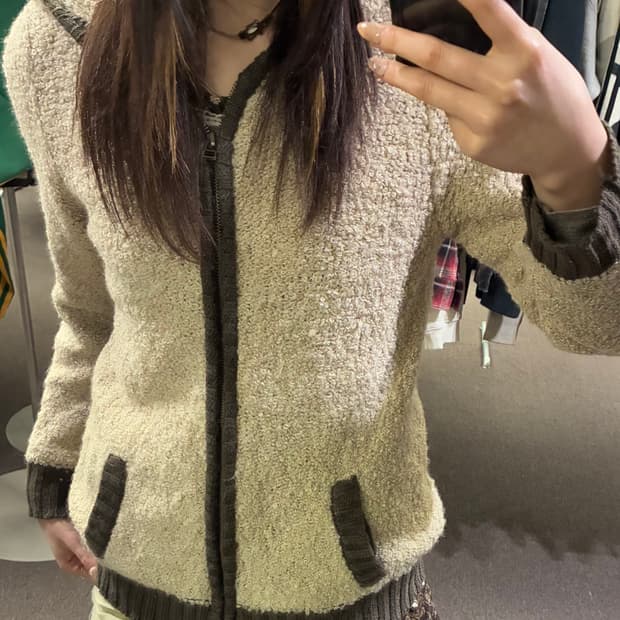 38)Japanese vintage 여성 니트 후드집업