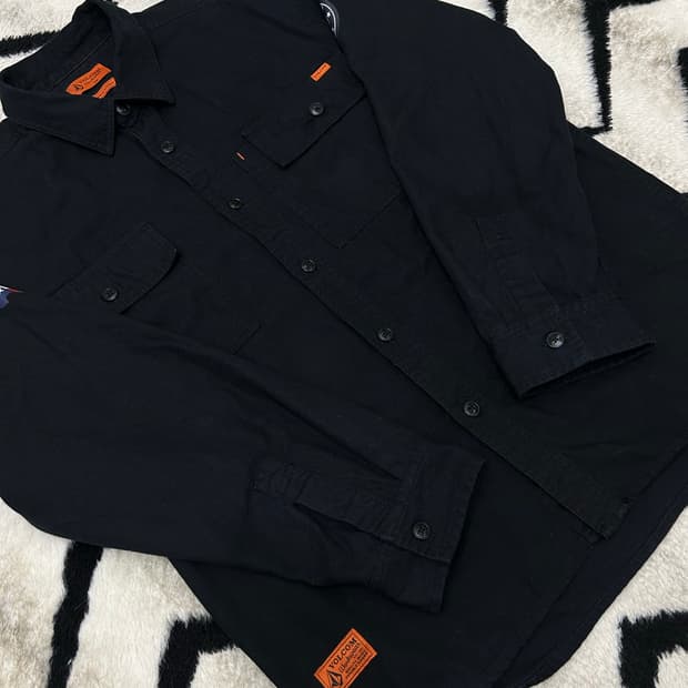 [XXL]Volcom 투포켓 캔버스 워크셔츠/블랙