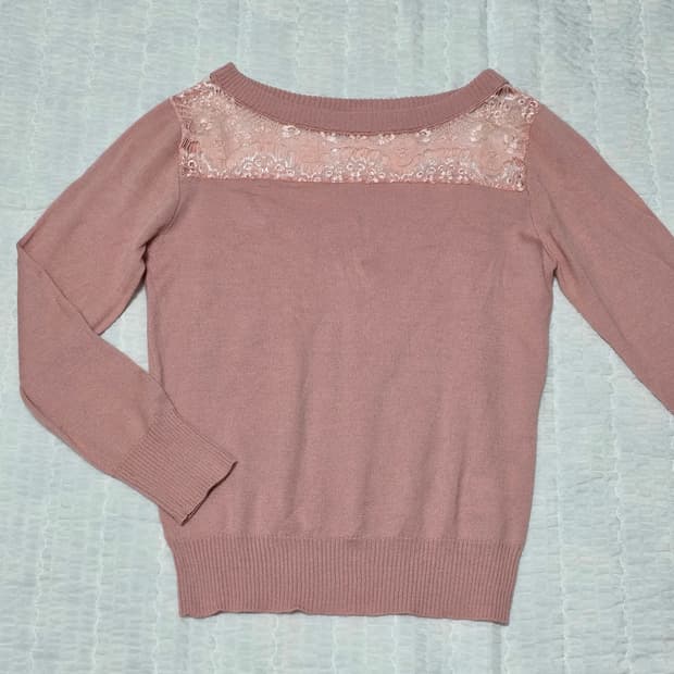 핑크레이스 히메스나계st 로맨틱 니트블라우스