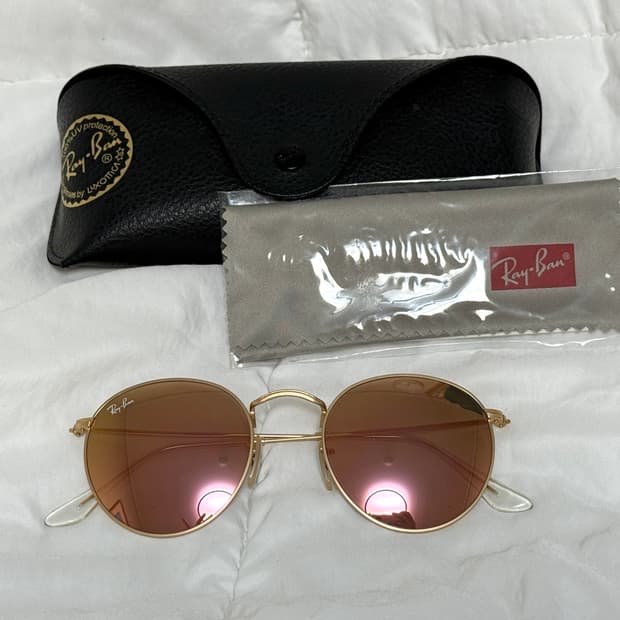 레이밴 핑크미러 Round Metal 선글라스 