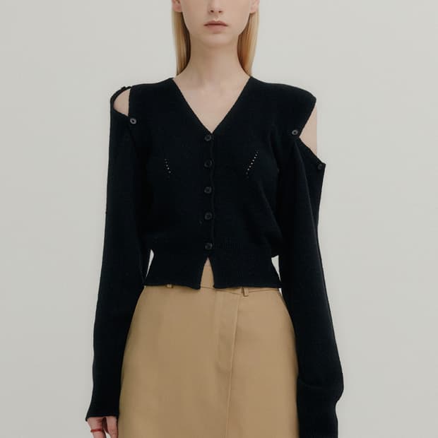 Yuse 유즈 캐시미어 숄더 컷 가디건