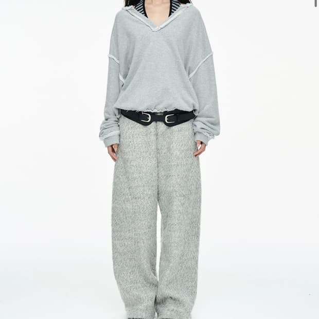 세릭 헤어리 와이드 팬츠(그레이)