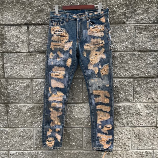 [32] VTG 디스트로이드 패치워크 데님 팬츠