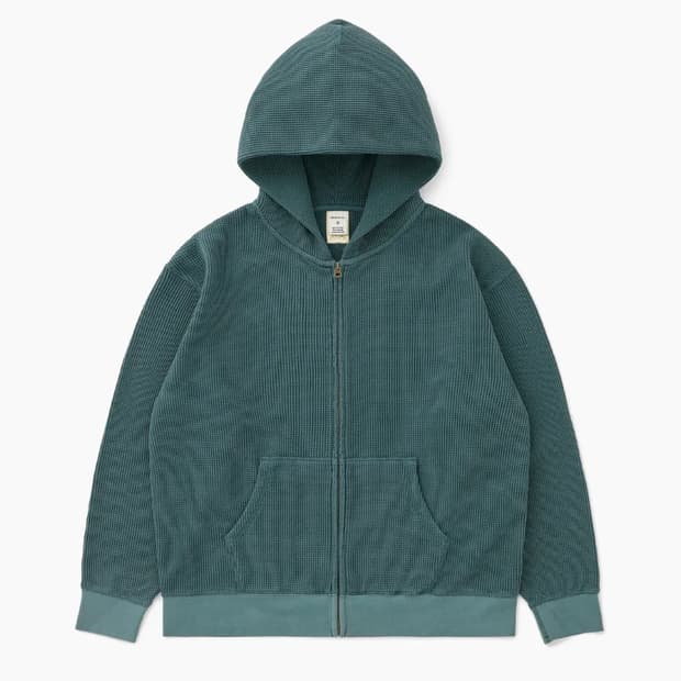 [XL] 카키스 와플 풀 집 후디 틸