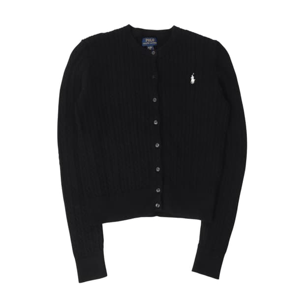 폴로 랄프로렌 블랙 코튼 케이블 니트 가디건