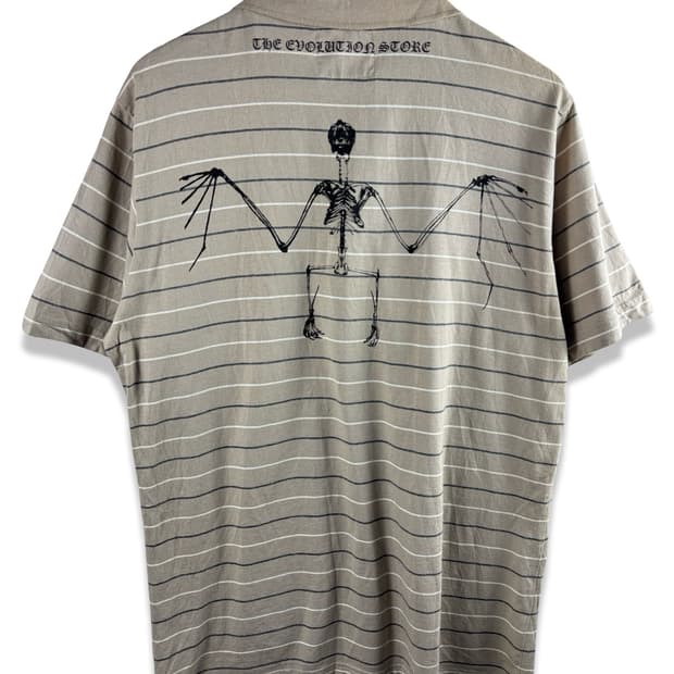 JPN 스컬 레터링 Y2K 다크 카라티셔츠2396