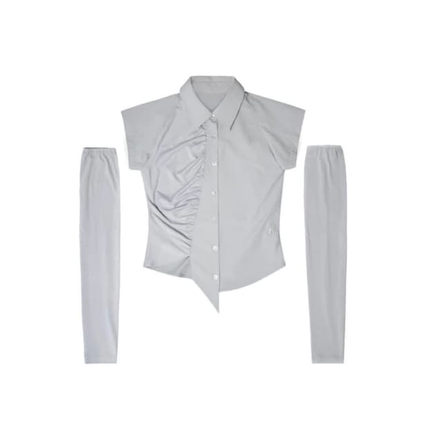 오호스 OJOS 캡 슬리브 워머 셔츠 그레이