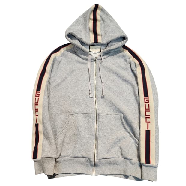 구찌 GG 로고 테크니컬 후드집업 그레이 (L)