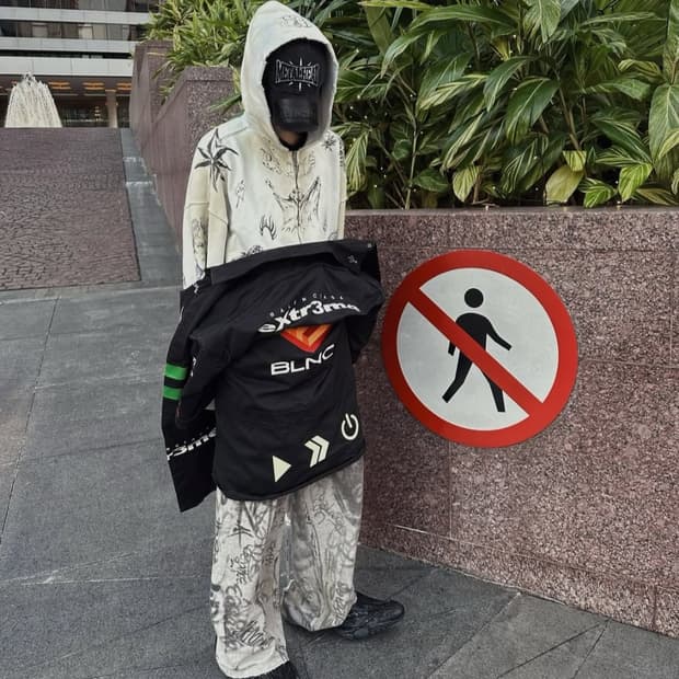 발렌시아가 타투 후드 집업 티셔츠 긴팔 로고 후디 티