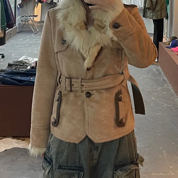 REIZ XXI  퍼 트리밍 스웨이드 무스탕 자켓 H2082