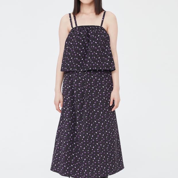 타겟토 플라워패턴 레이어드 원피스 새상품 (F/블랙)