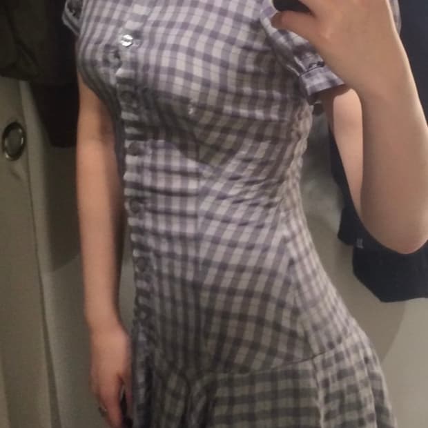 Xs 자라 프릴 체크 원피스 xs